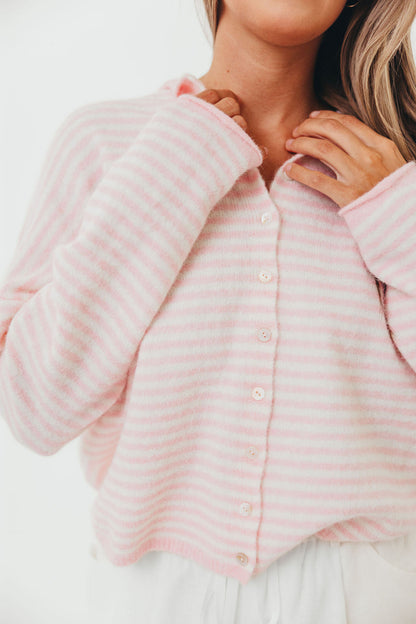 Piper Mini Stripes Cardigan in Pink