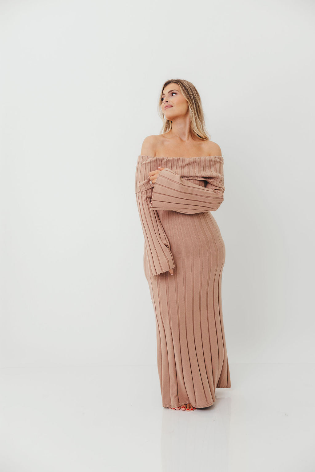 Evella Maxi Dress in Stone - Bump Friendly