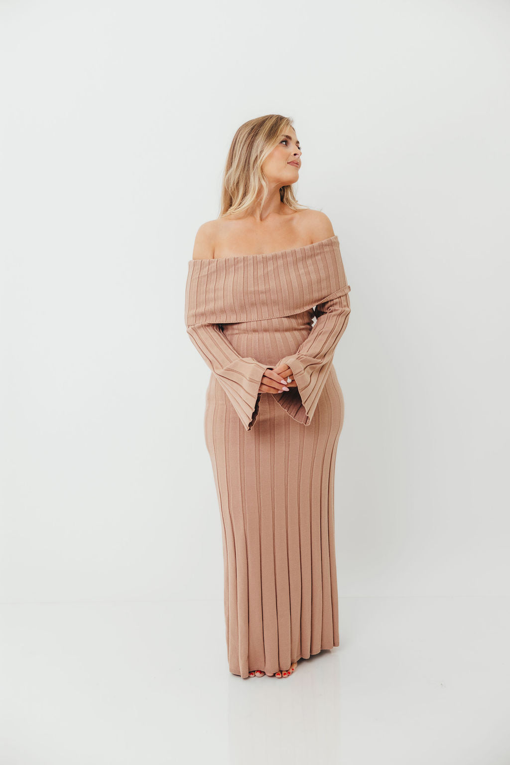Evella Maxi Dress in Stone - Bump Friendly