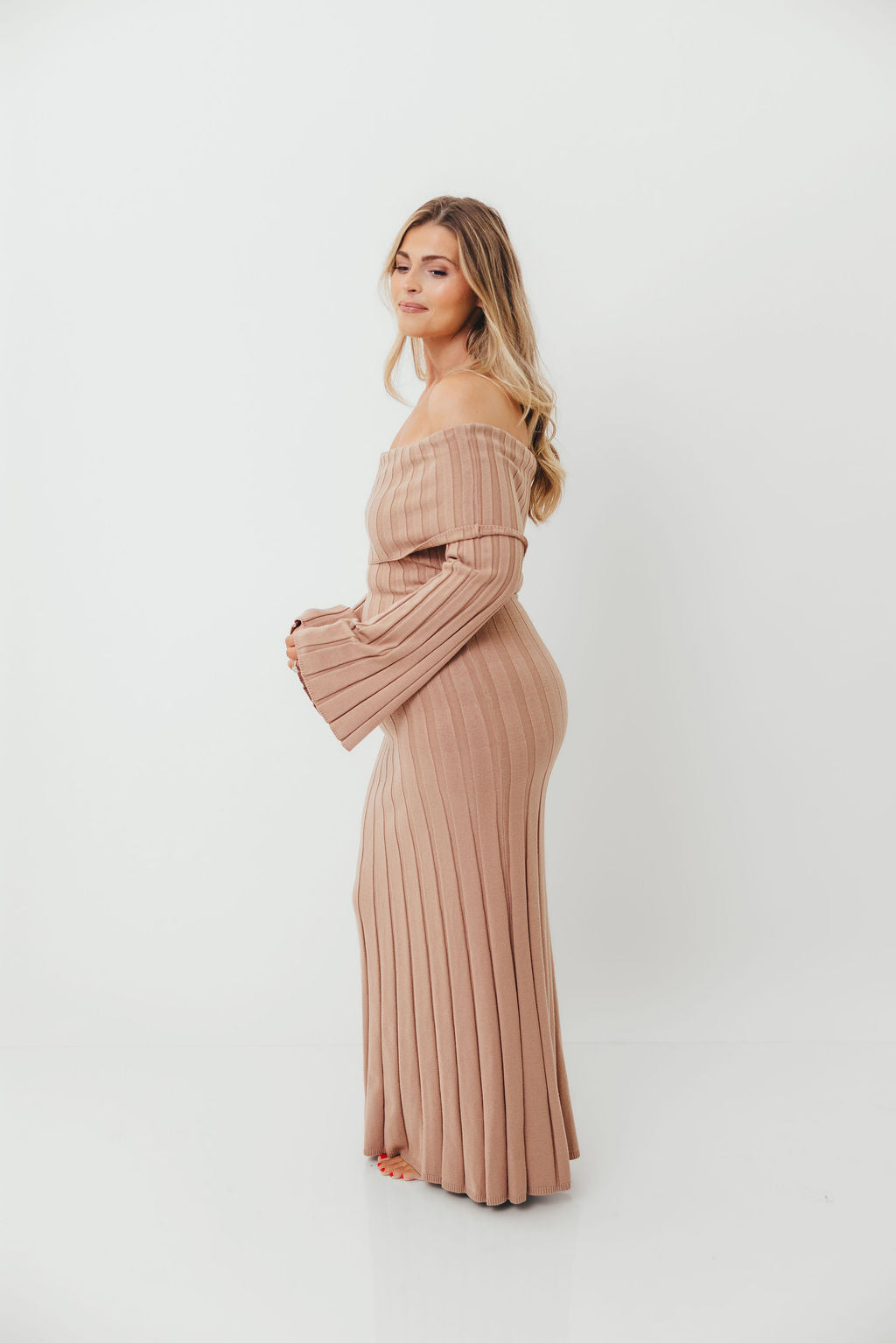 Evella Maxi Dress in Stone - Bump Friendly