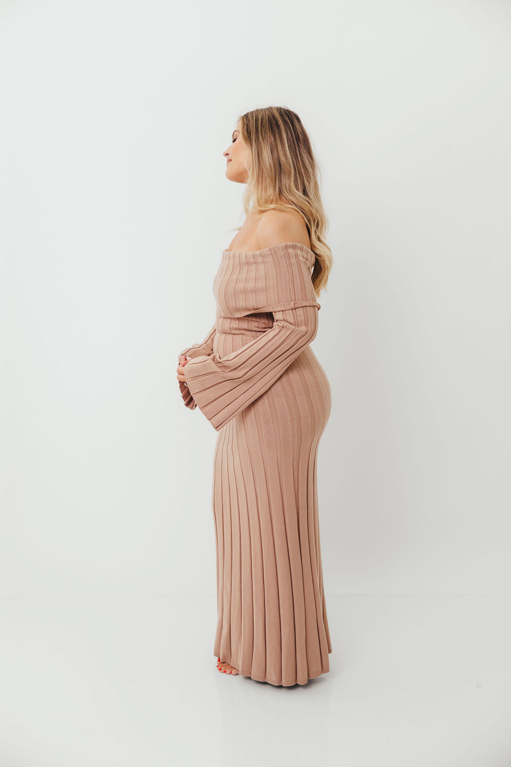 Evella Maxi Dress in Stone - Bump Friendly
