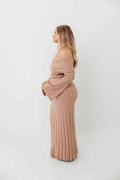 Evella Maxi Dress in Stone - Bump Friendly