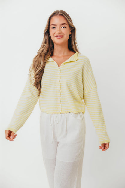 Piper Mini Stripes Cardigan in Butter