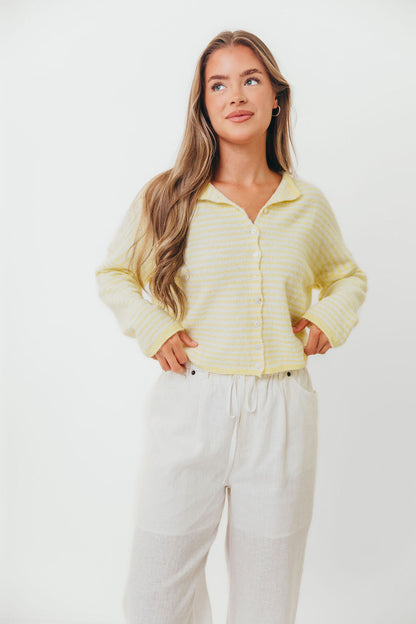 Piper Mini Stripes Cardigan in Butter