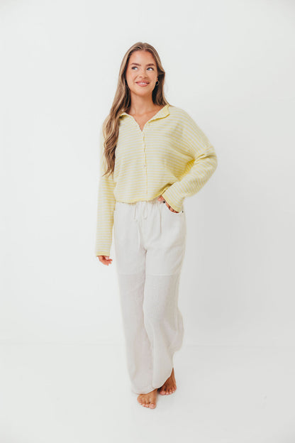 Piper Mini Stripes Cardigan in Butter
