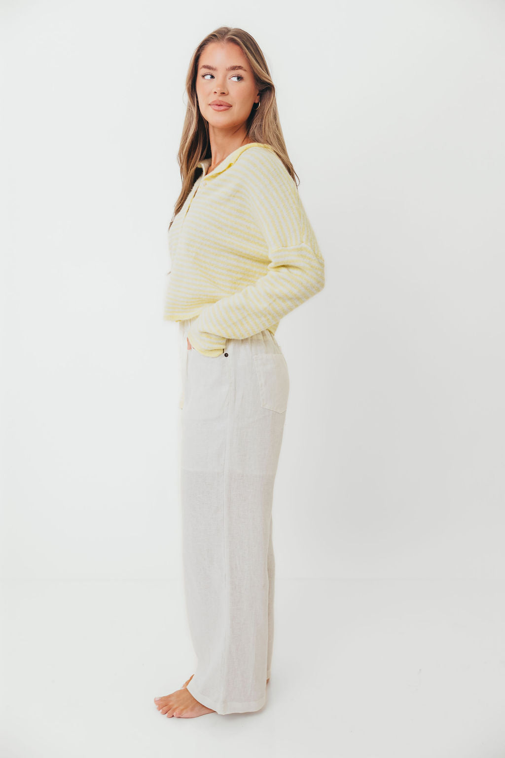 Piper Mini Stripes Cardigan in Butter