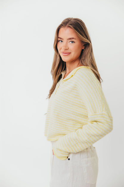 Piper Mini Stripes Cardigan in Butter