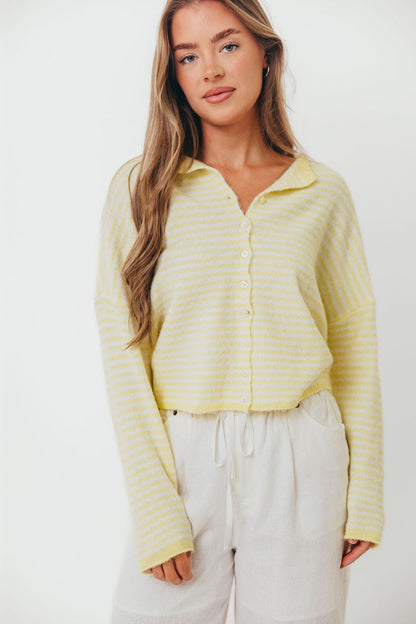 Piper Mini Stripes Cardigan in Butter