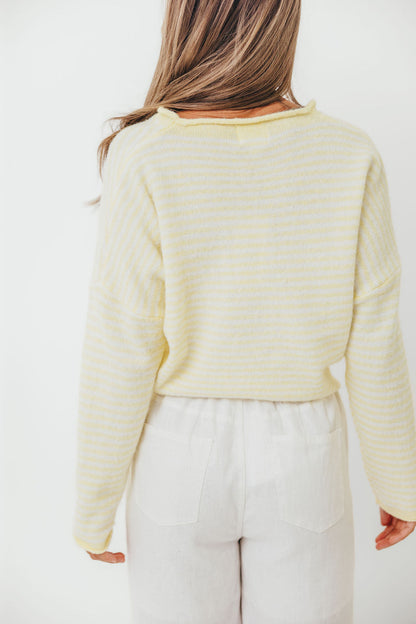 Piper Mini Stripes Cardigan in Butter