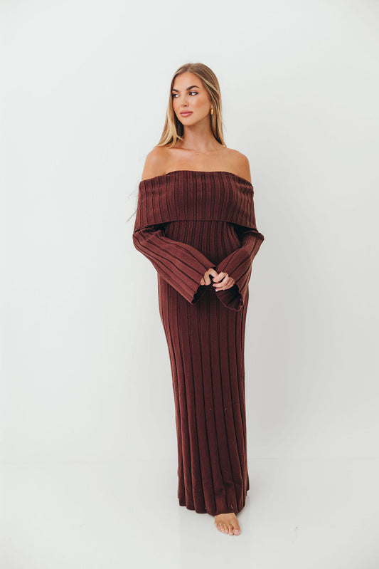 Evella Maxi Dress in Brown - Bump Friendly