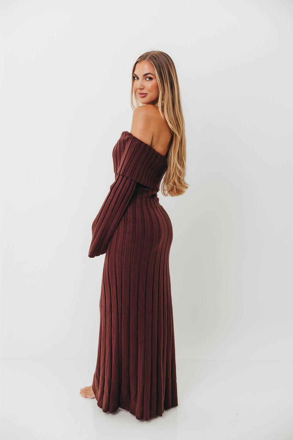 Evella Maxi Dress in Brown - Bump Friendly