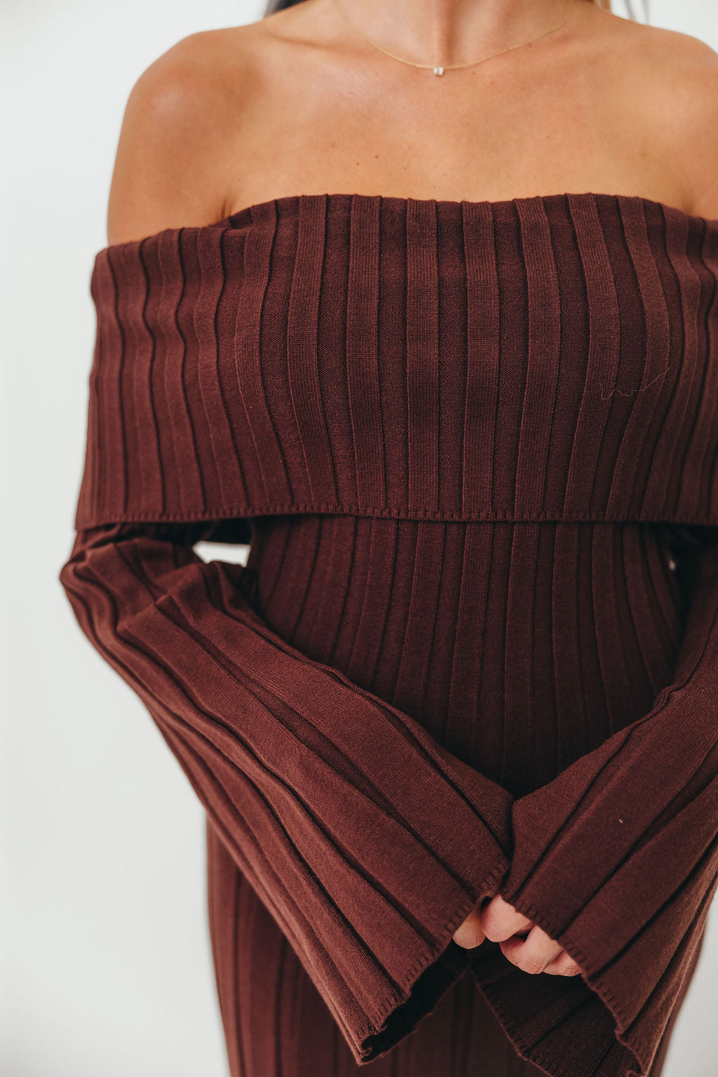 Evella Maxi Dress in Brown - Bump Friendly