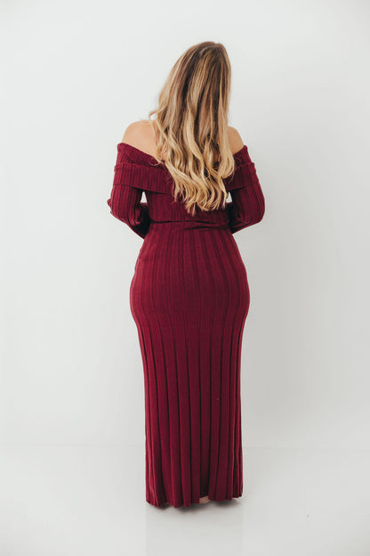 Evella Maxi Dress in Burgundy - Bump Friendly