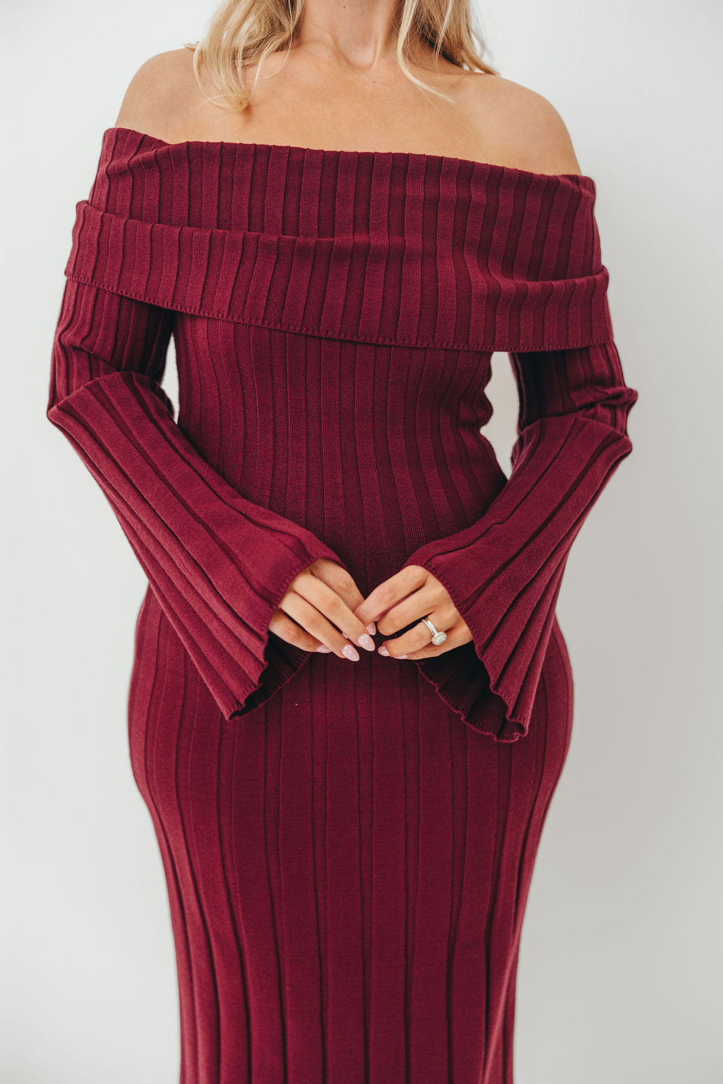Evella Maxi Dress in Burgundy - Bump Friendly