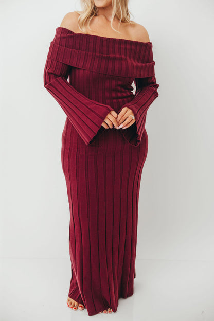 Evella Maxi Dress in Burgundy - Bump Friendly