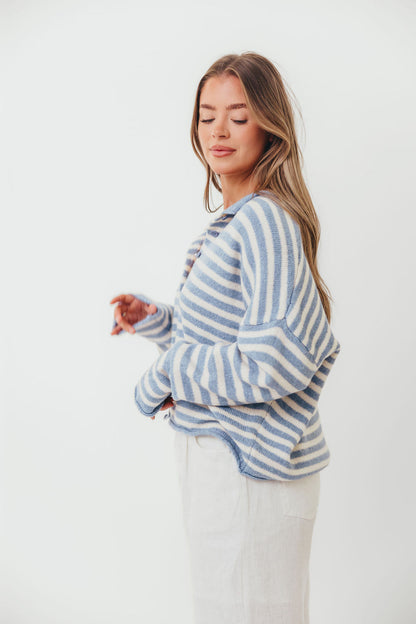 Cove Striped Sweater in Blue Ivory