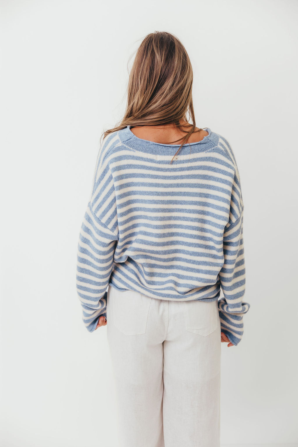 Cove Striped Sweater in Blue Ivory