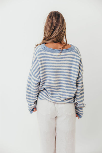 Cove Striped Sweater in Blue Ivory