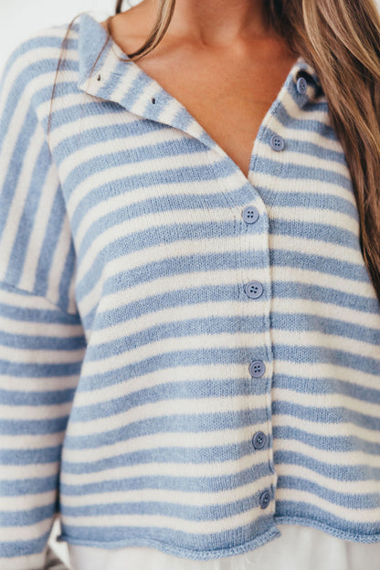 Cove Striped Sweater in Blue Ivory