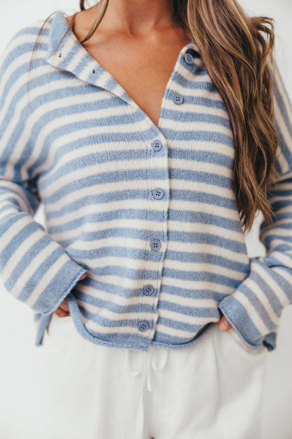 Cove Striped Sweater in Blue Ivory