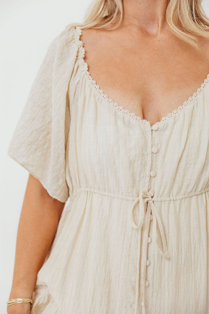 Rumi Woven Sweetheart Maxi Dress in Natural - Bump Friendly - Detachable Liner