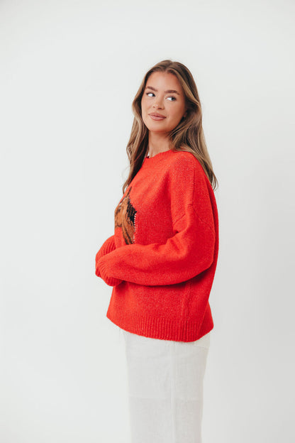 Gallant Horse Graphic Sweater in Red