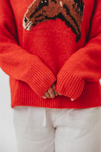 Gallant Horse Graphic Sweater in Red