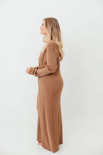 Lina Two Piece Dress Set in Taupe - Bump Friendly & Inclusive Sizing