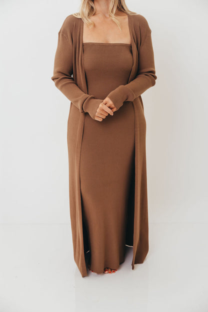 Lina Two Piece Dress Set in Taupe - Bump Friendly & Inclusive Sizing