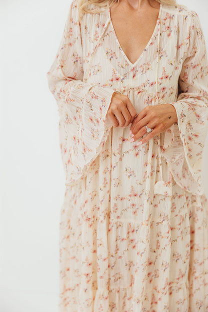 Lisa Woven Floral V-Neck Maxi Dress with Detachable Liner in Cream Multi - Bump Friendly