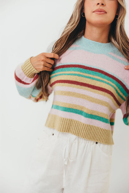 Miranda Colorful Stripe Knit Sweater in Mint Multi