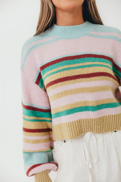 Miranda Colorful Stripe Knit Sweater in Mint Multi
