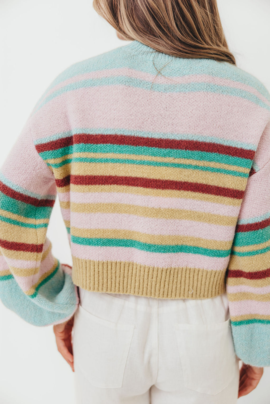 Miranda Colorful Stripe Knit Sweater in Mint Multi