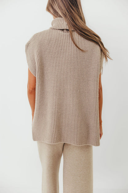Hilaria Turtle Neck Sweater Top and Pants Set in Stone