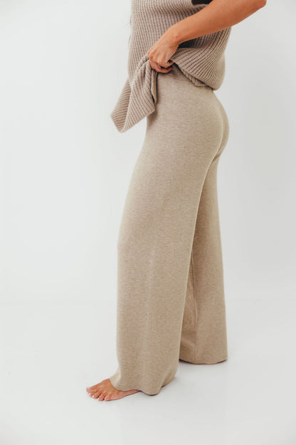 Hilaria Turtle Neck Sweater Top and Pants Set in Stone