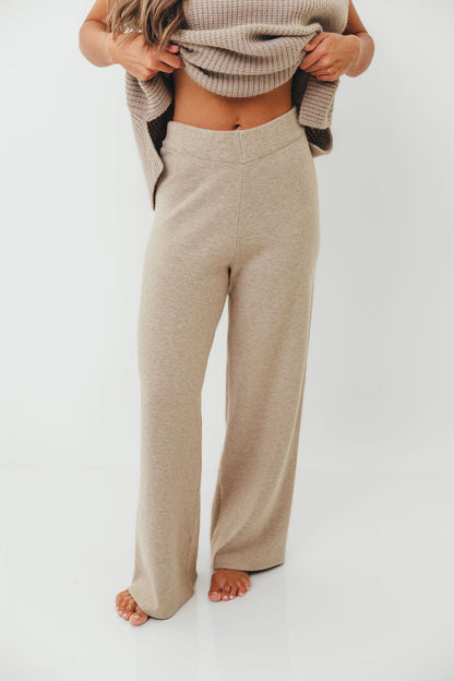 Hilaria Turtle Neck Sweater Top and Pants Set in Stone