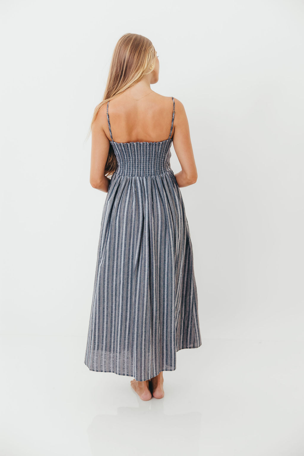 Nantucket 100% Cotton Midi Dress in Harborline