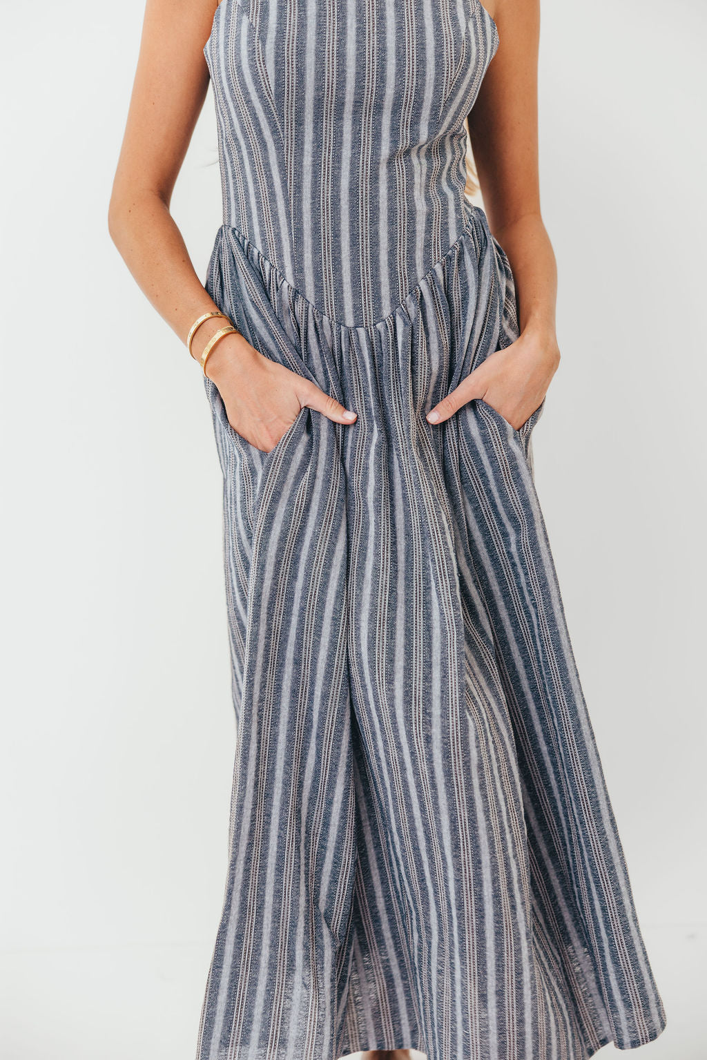 Nantucket 100% Cotton Midi Dress in Harborline