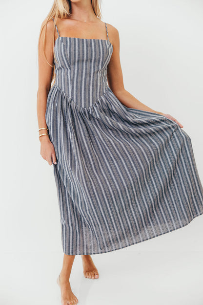 Nantucket 100% Cotton Midi Dress in Harborline